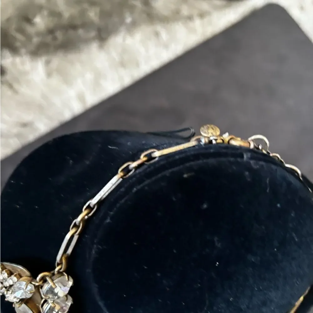 J.Crew Crystal Rhinestones Statement Necklace big flower accessory neck piece - Picture 3 of 7